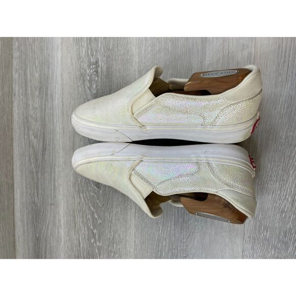 Vans Asher Deluxe Women's Sneaker Skateboard 8 White Flat Athletic Shoes - Picture 5 of 10